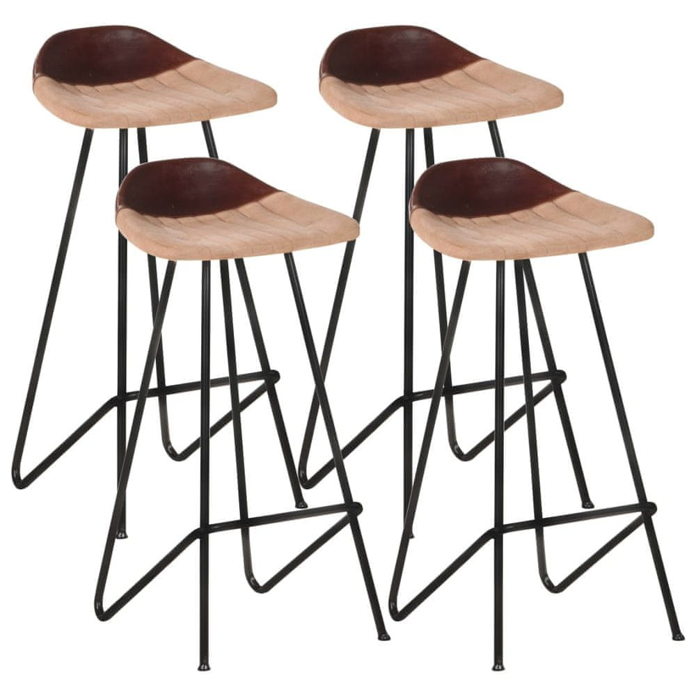 Vidaxl Barové stoličky, 4 ks, hnedá prírodná koža
